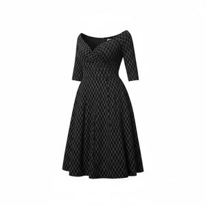 Unique Vintage Black Velvet with Metallic Silver Marceline Dress - Size 18 (2X)